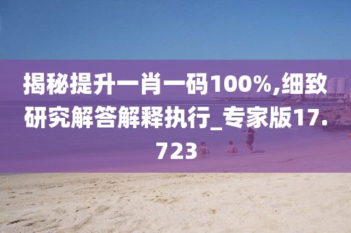 揭秘提升一肖一码100%,细致研究解答解释执行_专家版17.723