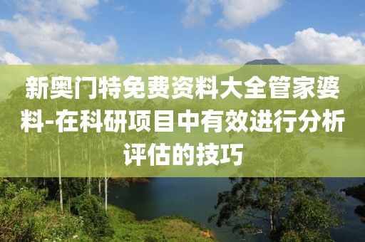 新奥门特免费资料大全管家婆料-在科研项目中有效进行分析评估的技巧