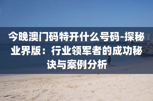 今晚澳门码特开什么号码-探秘业界版：行业领军者的成功秘诀与案例分析