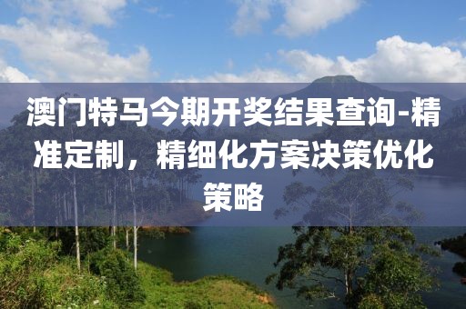 澳门特马今期开奖结果查询-精准定制，精细化方案决策优化策略