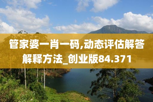 管家婆一肖一码,动态评估解答解释方法_创业版84.371