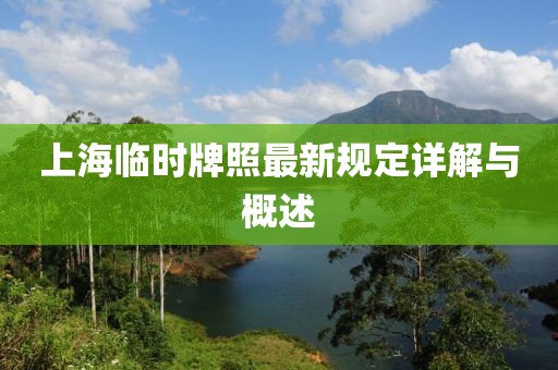上海临时牌照最新规定详解与概述