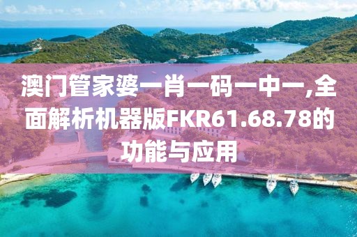 澳门管家婆一肖一码一中一,全面解析机器版FKR61.68.78的功能与应用