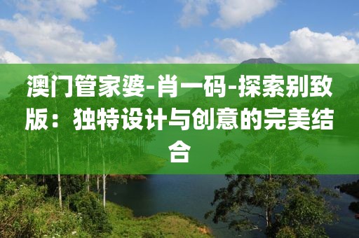 澳门管家婆-肖一码-探索别致版：独特设计与创意的完美结合