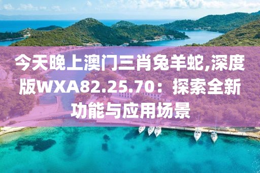 今天晚上澳门三肖兔羊蛇,深度版WXA82.25.70：探索全新功能与应用场景