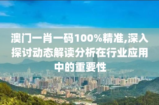 澳门一肖一码100%精准,深入探讨动态解读分析在行业应用中的重要性