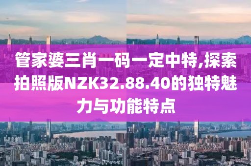管家婆三肖一码一定中特,探索拍照版NZK32.88.40的独特魅力与功能特点