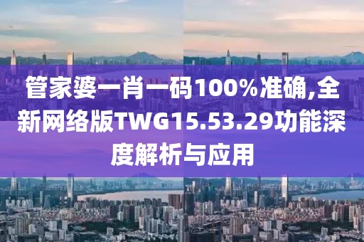 管家婆一肖一码100%准确,全新网络版TWG15.53.29功能深度解析与应用