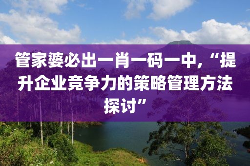 管家婆必出一肖一码一中,“提升企业竞争力的策略管理方法探讨”