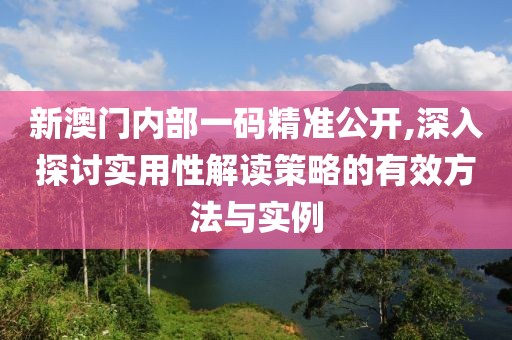 新澳门内部一码精准公开,深入探讨实用性解读策略的有效方法与实例