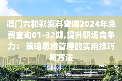 澳门六和彩资料查询2024年免费查询01-32期,提升职场竞争力： 策略思维管理的实用技巧与方法