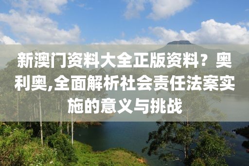 新澳门资料大全正版资料？奥利奥,全面解析社会责任法案实施的意义与挑战