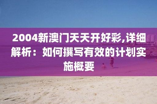 2004新澳门天天开好彩,详细解析：如何撰写有效的计划实施概要