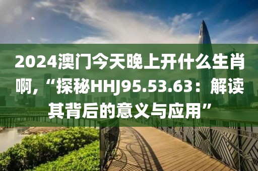 2024澳门今天晚上开什么生肖啊,“探秘HHJ95.53.63：解读其背后的意义与应用”