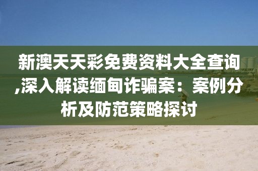 新澳天天彩免费资料大全查询,深入解读缅甸诈骗案：案例分析及防范策略探讨