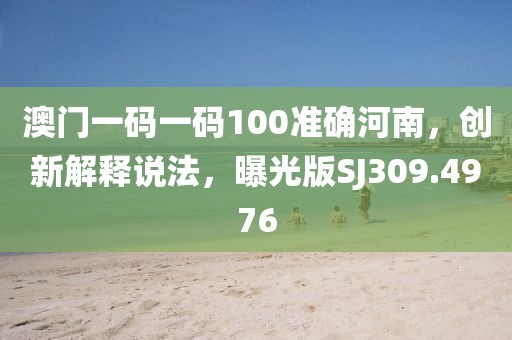 澳门一码一码100准确河南，创新解释说法，曝光版SJ309.4976
