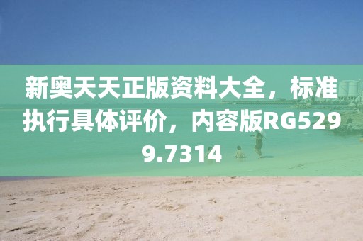 新奥天天正版资料大全，标准执行具体评价，内容版RG5299.7314
