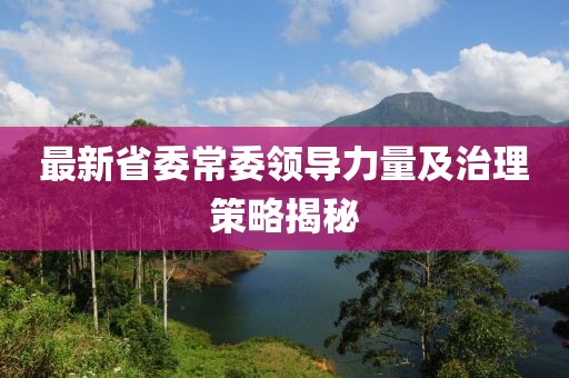 最新省委常委领导力量及治理策略揭秘