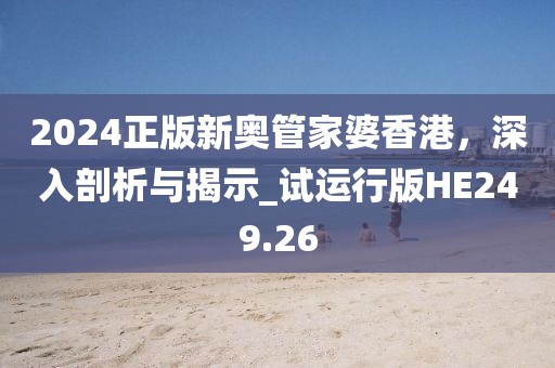 2024正版新奥管家婆香港，深入剖析与揭示_试运行版HE249.26
