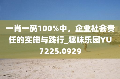 一肖一码100%中，企业社会责任的实施与践行_趣味乐园YU7225.0929