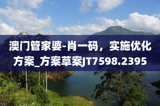 澳门管家婆-肖一码，实施优化方案_方案草案JT7598.2395