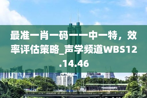 最准一肖一码一一中一特，效率评估策略_声学频道WBS12.14.46