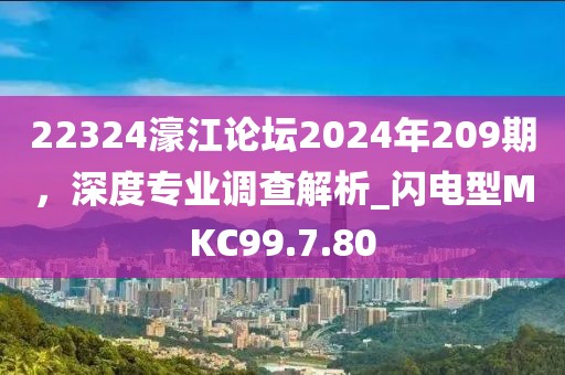 22324濠江论坛2024年209期，深度专业调查解析_闪电型MKC99.7.80