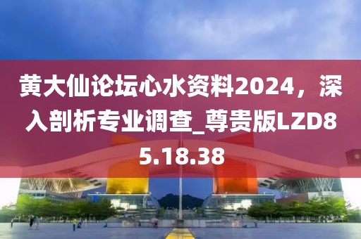 黄大仙论坛心水资料2024，深入剖析专业调查_尊贵版LZD85.18.38