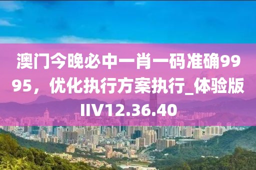 澳门今晚必中一肖一码准确9995，优化执行方案执行_体验版IIV12.36.40