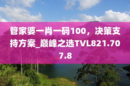 管家婆一肖一码100，决策支持方案_巅峰之选TVL821.707.8
