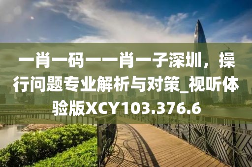 一肖一码一一肖一子深圳，操行问题专业解析与对策_视听体验版XCY103.376.6