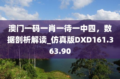 澳门一码一肖一待一中四，数据剖析解读_仿真版DXD161.363.90