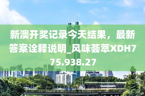 新澳开奖记录今天结果，最新答案诠释说明_风味荟萃XDH775.938.27