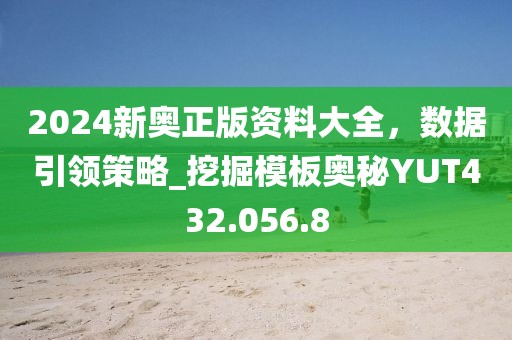 2024新奥正版资料大全，数据引领策略_挖掘模板奥秘YUT432.056.8