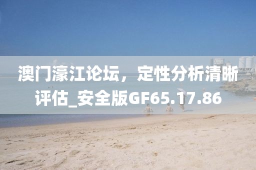 澳门濠江论坛，定性分析清晰评估_安全版GF65.17.86