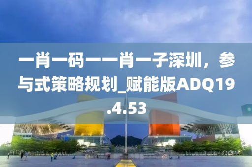 一肖一码一一肖一子深圳，参与式策略规划_赋能版ADQ19.4.53
