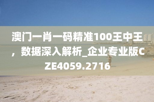 澳门一肖一码精准100王中王，数据深入解析_企业专业版CZE4059.2716