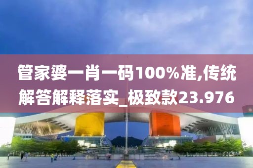 管家婆一肖一码100%准,传统解答解释落实_极致款23.976