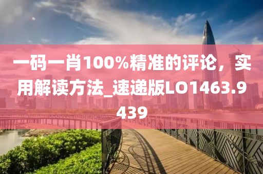 一码一肖100%精准的评论，实用解读方法_速递版LO1463.9439