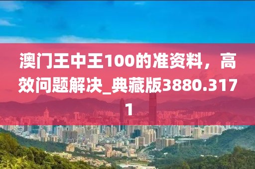 澳门王中王100的准资料，高效问题解决_典藏版3880.3171