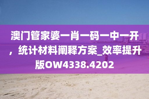澳门管家婆一肖一码一中一开，统计材料阐释方案_效率提升版OW4338.4202