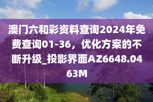 澳门六和彩资料查询2024年免费查询01-36，优化方案的不断升级_投影界面AZ6648.0463M