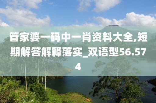 管家婆一码中一肖资料大全,短期解答解释落实_双语型56.574