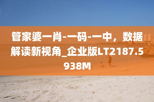 管家婆一肖-一码-一中，数据解读新视角_企业版LT2187.5938M