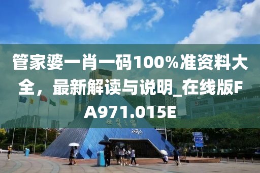 管家婆一肖一码100%准资料大全，最新解读与说明_在线版FA971.015E