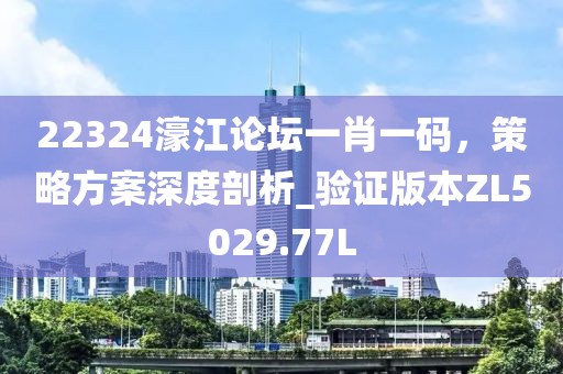 22324濠江论坛一肖一码，策略方案深度剖析_验证版本ZL5029.77L