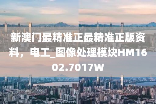 新澳门最精准正最精准正版资料，电工_图像处理模块HM1602.7017W
