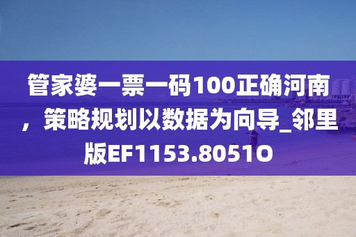 管家婆一票一码100正确河南，策略规划以数据为向导_邻里版EF1153.8051O