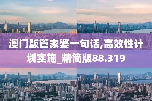 澳门版管家婆一句话,高效性计划实施_精简版88.319