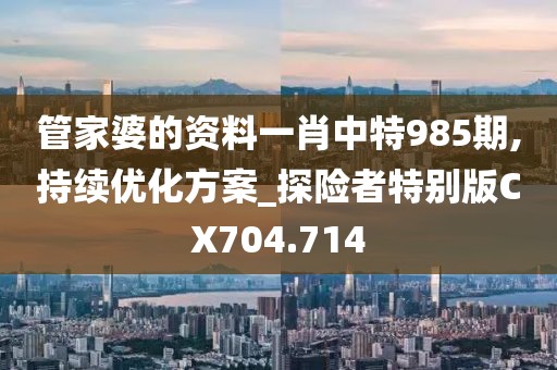 管家婆的资料一肖中特985期,持续优化方案_探险者特别版CX704.714